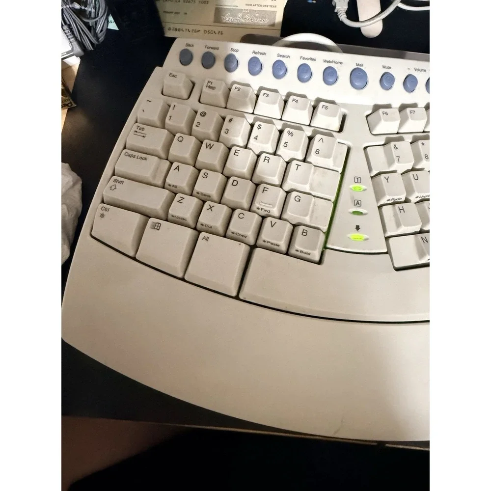 Microsoft Natural Pro Ergonomic USB PS/2 Keyboard Model RT9431 V:5FTW Tested